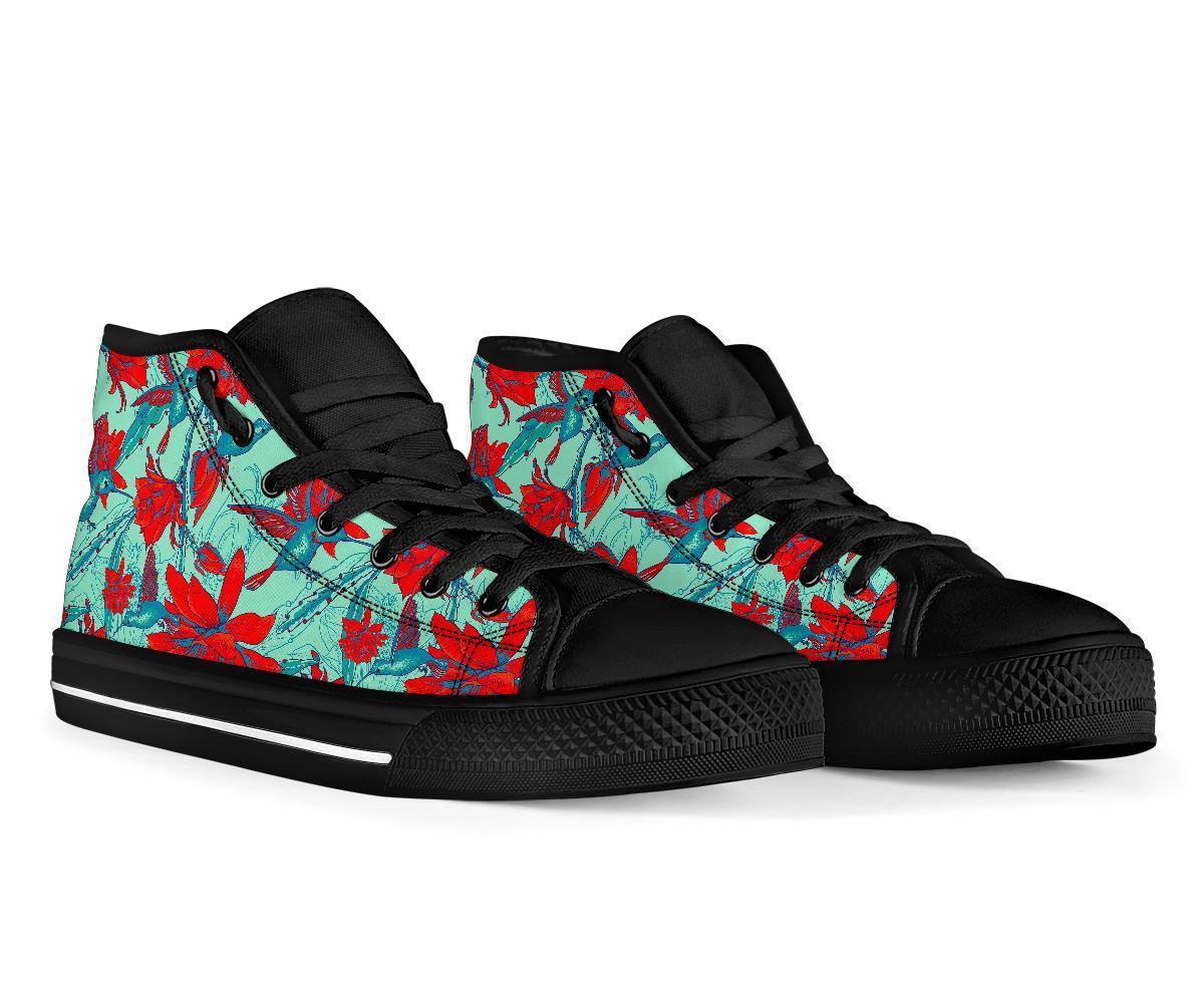 Hummingbird Floral Men Women's High Top Shoes-grizzshop