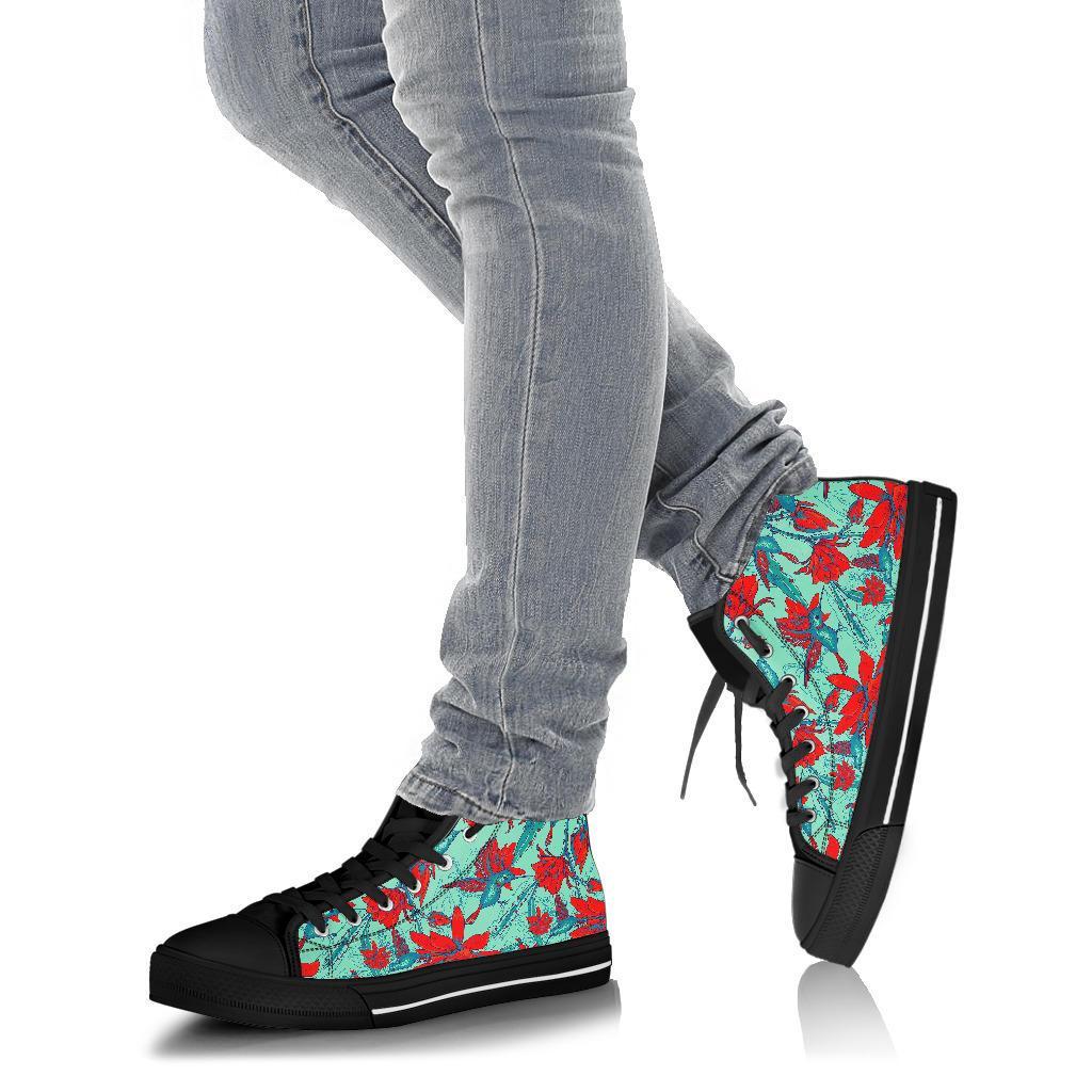 Hummingbird Floral Men Women's High Top Shoes-grizzshop