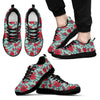 Hummingbird Floral Pattern Print Black Sneaker Shoes For Men Women-grizzshop