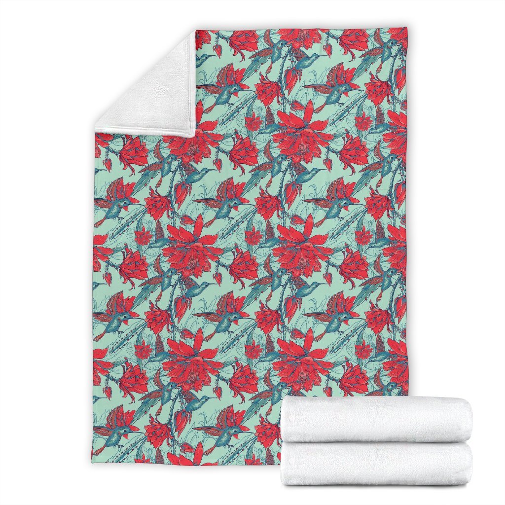 Hummingbird Floral Pattern Print Blanket-grizzshop