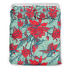 Hummingbird Floral Pattern Print Duvet Cover Bedding Set-grizzshop