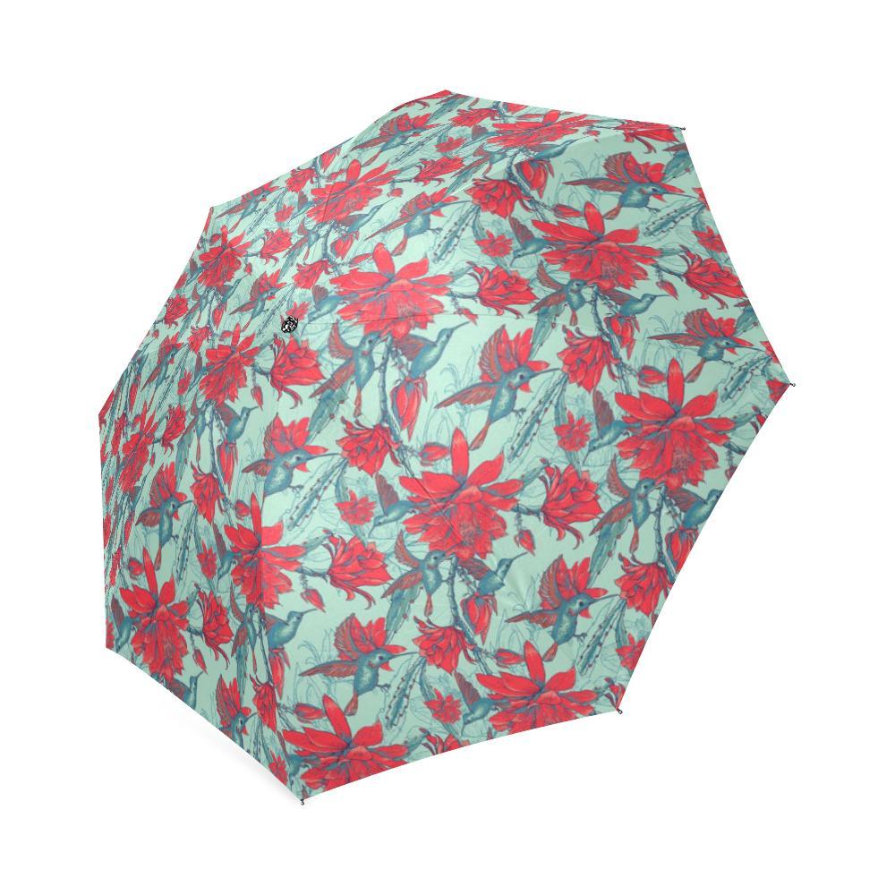 Hummingbird Floral Pattern Print Foldable Umbrella-grizzshop