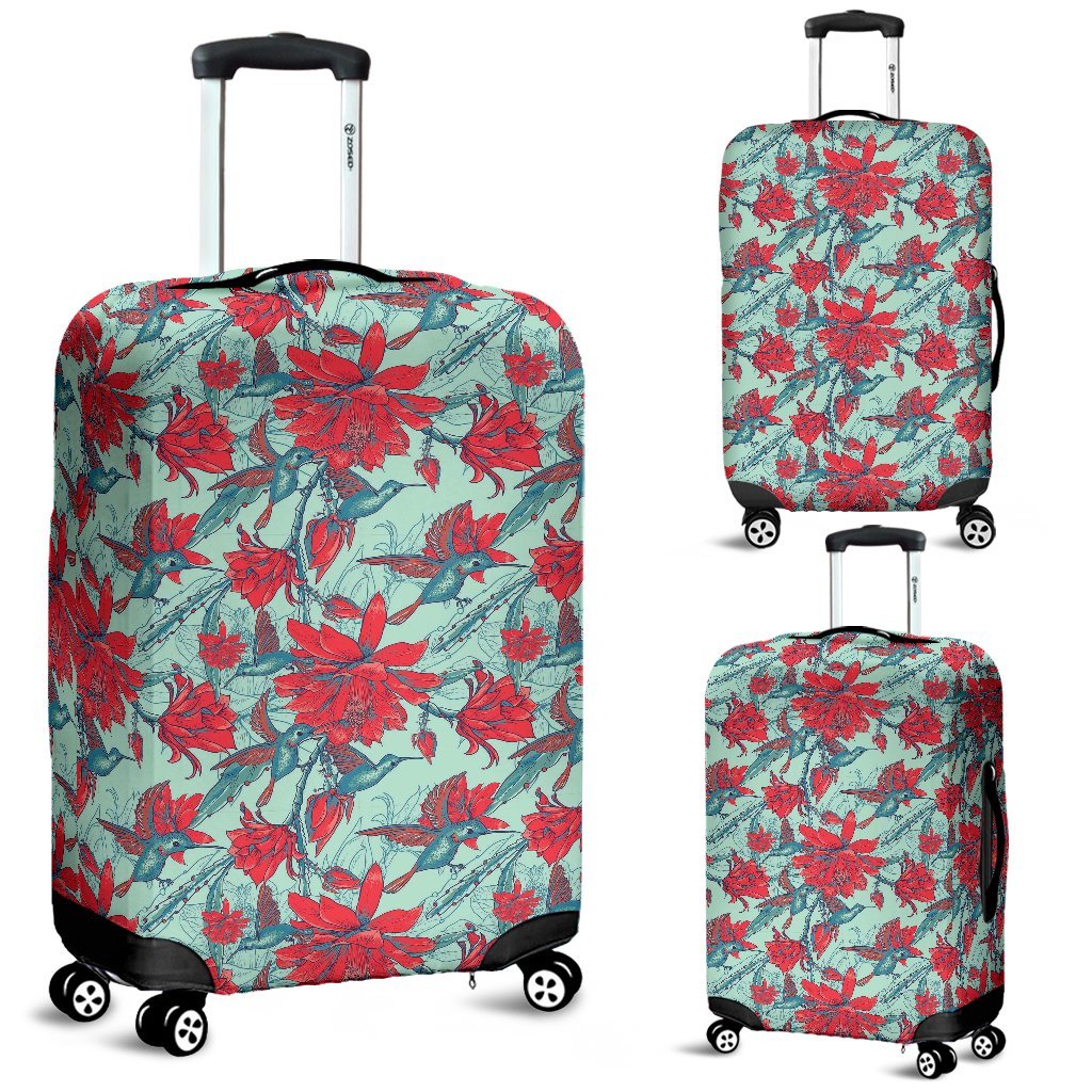 Hummingbird Floral Pattern Print Luggage Cover Protector-grizzshop