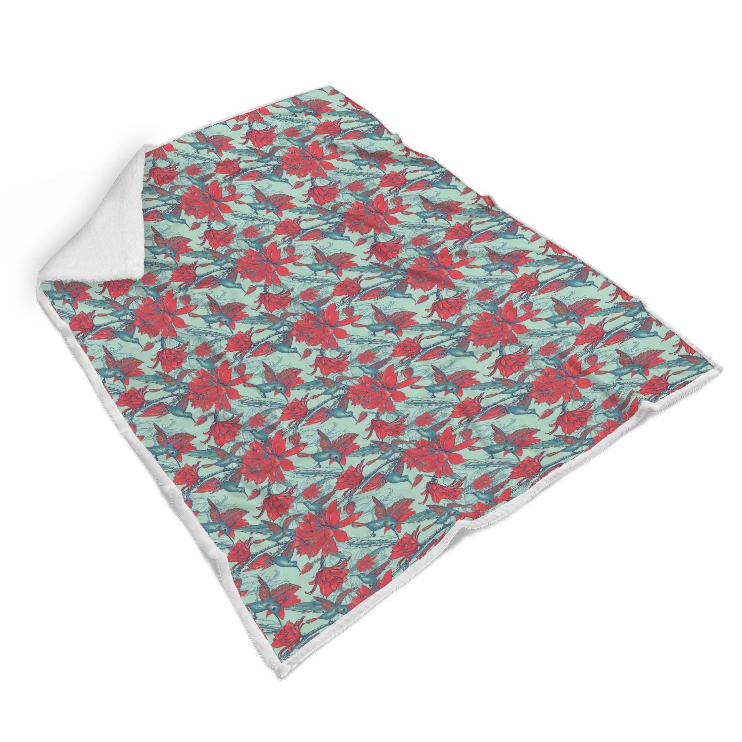 Hummingbird Floral Pattern Print Throw Blanket-grizzshop