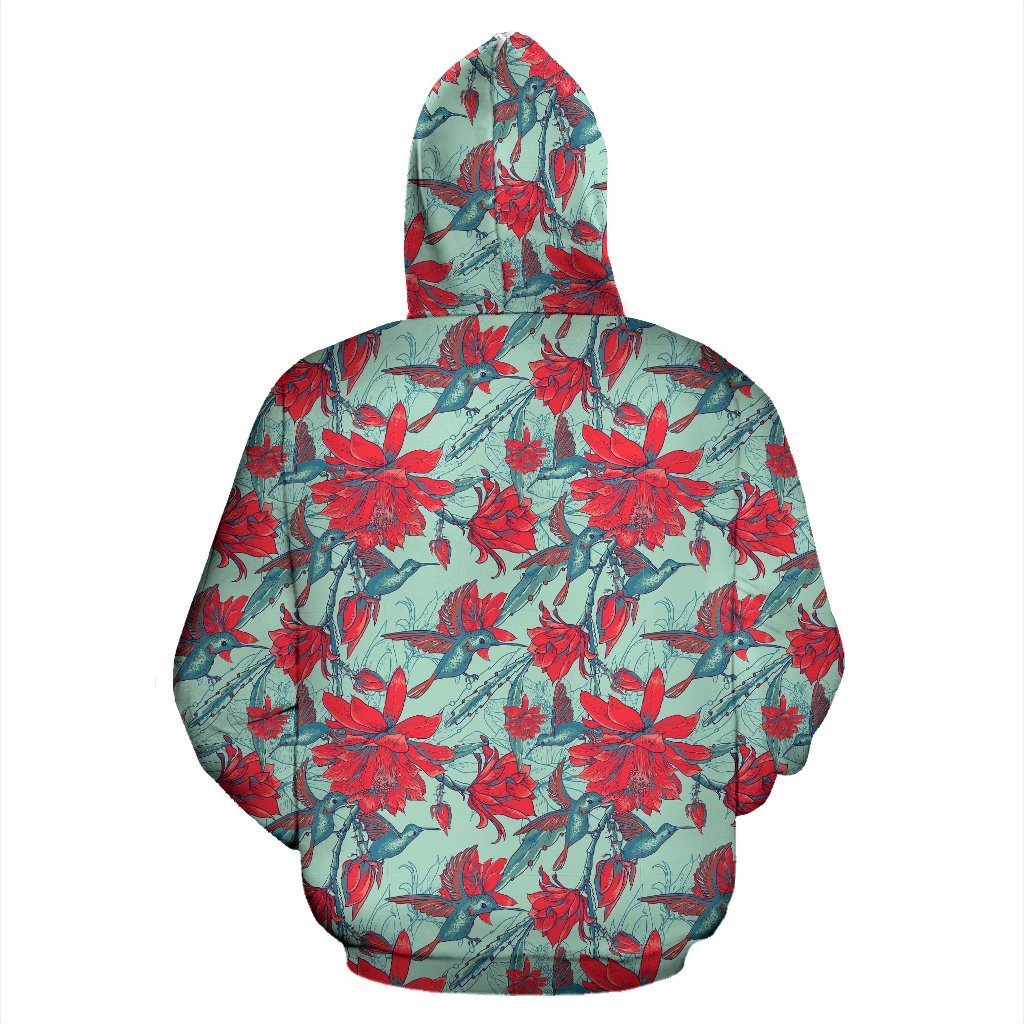 Hummingbird Floral Pattern Print Women Men Pullover Hoodie-grizzshop