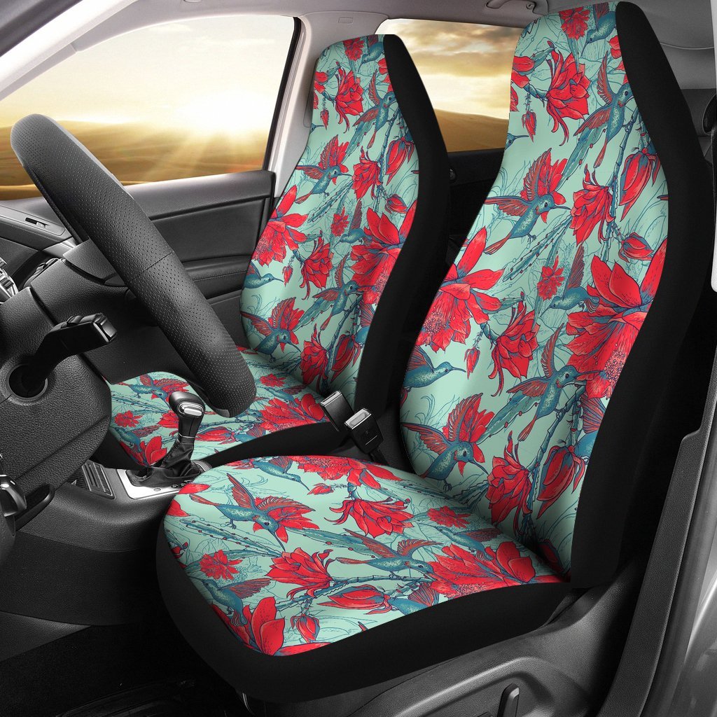Hummingbird Floral Universal Fit Car Seat Cover-grizzshop