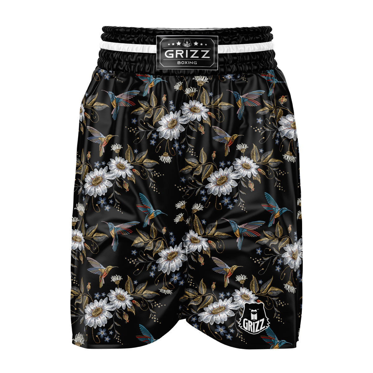 Hummingbird Floral Vintage Print Pattern Boxing Shorts-grizzshop