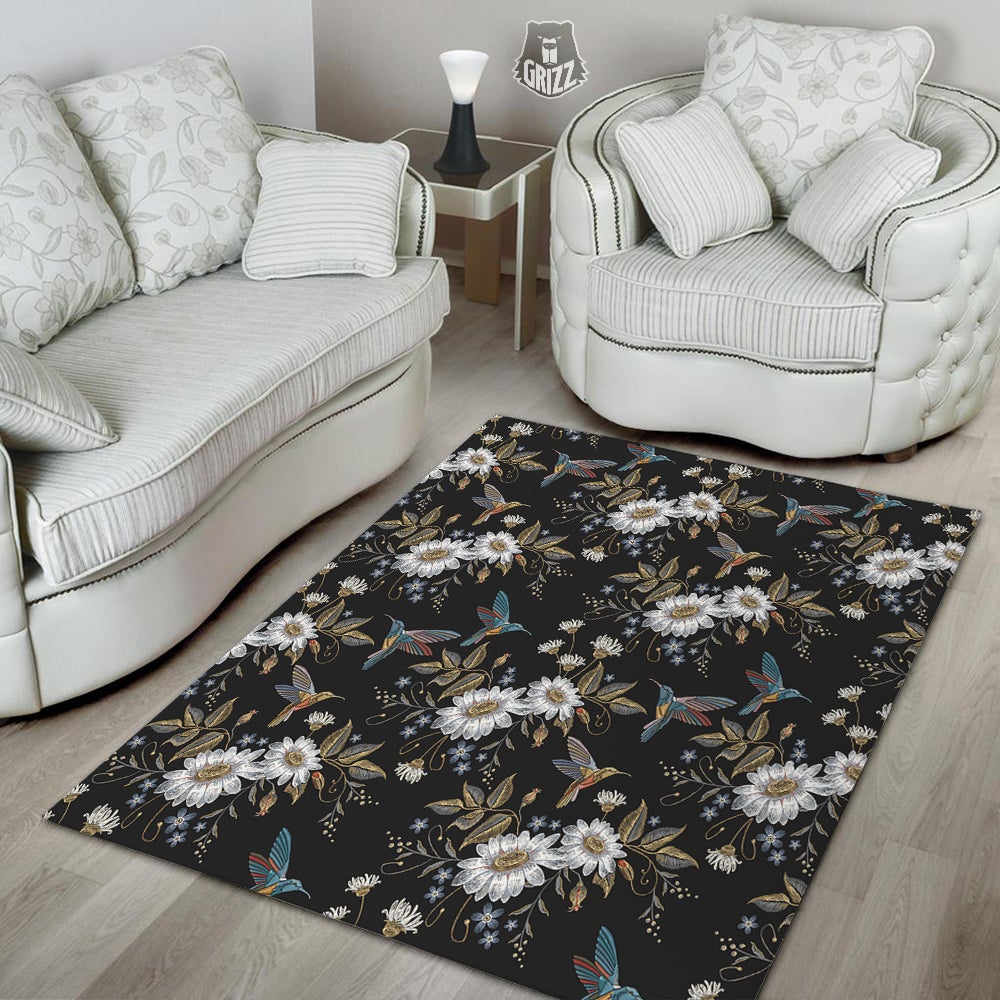 Hummingbird Floral Vintage Print Pattern Floor Mat-grizzshop