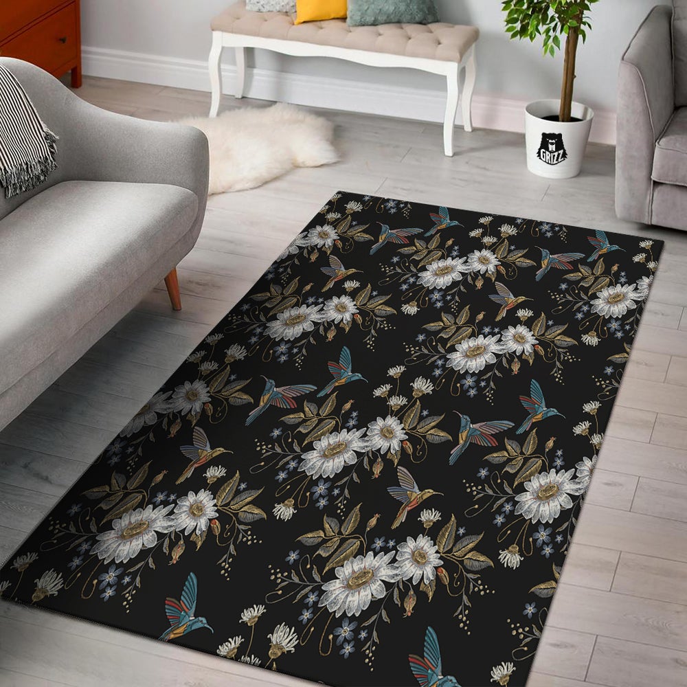 Hummingbird Floral Vintage Print Pattern Floor Mat-grizzshop