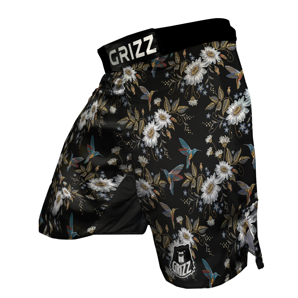 Hummingbird Floral Vintage Print Pattern MMA Shorts-grizzshop
