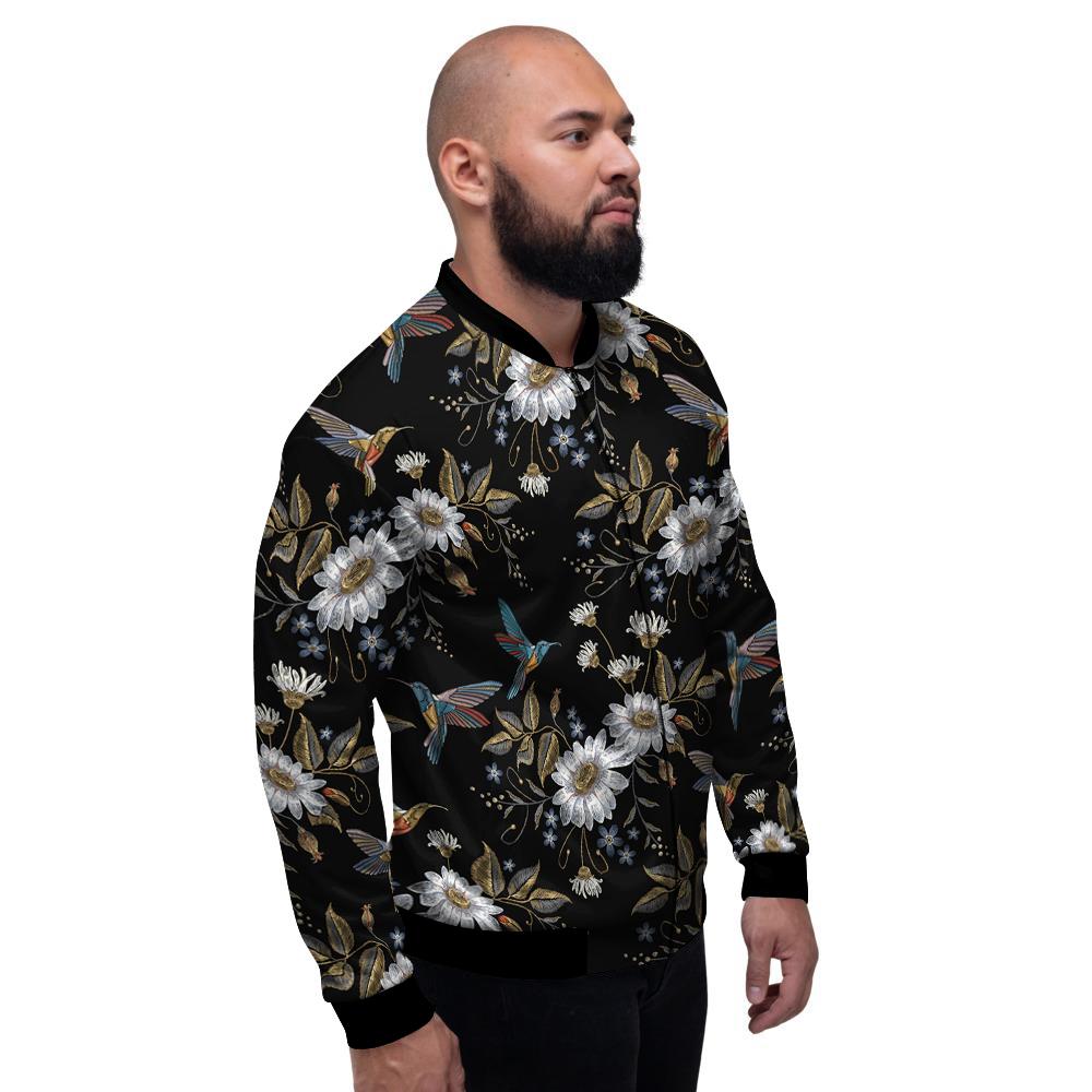 Hummingbird Floral Vintage Print Pattern Men's Bomber Jacket-grizzshop