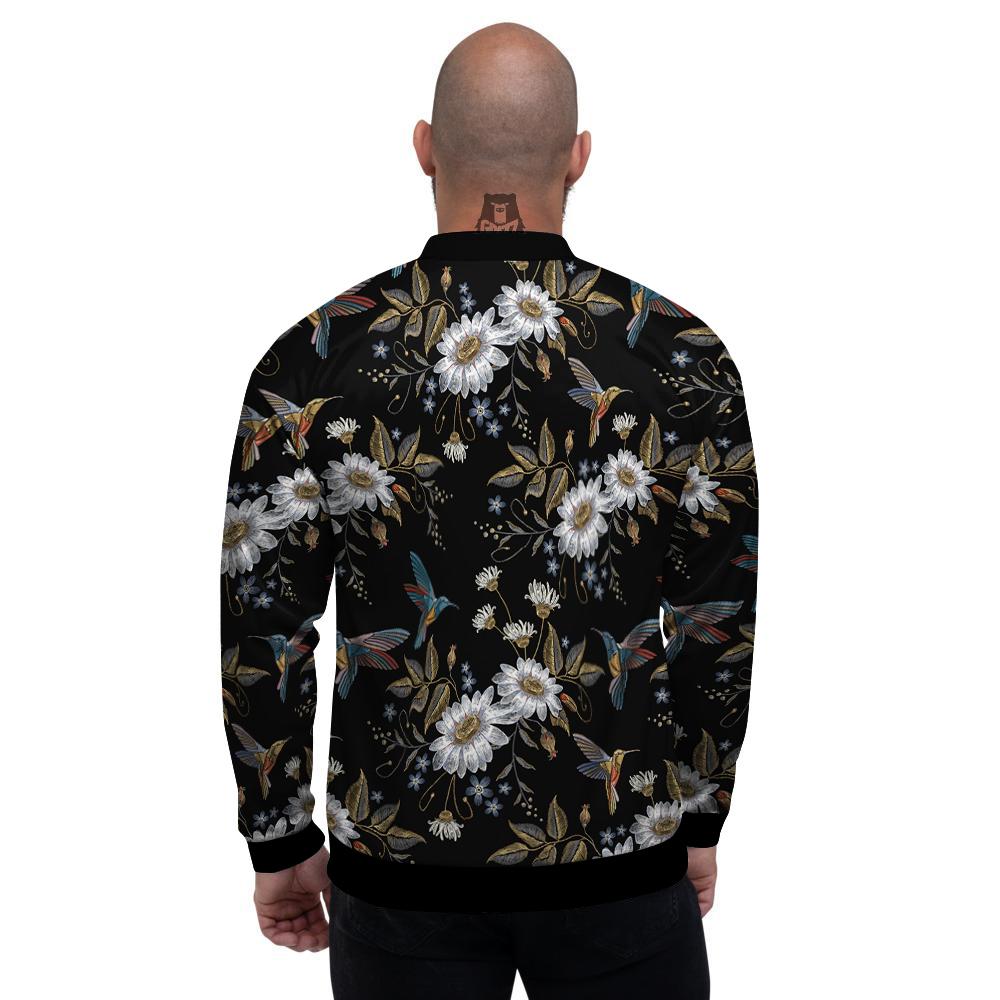 Hummingbird Floral Vintage Print Pattern Men's Bomber Jacket-grizzshop
