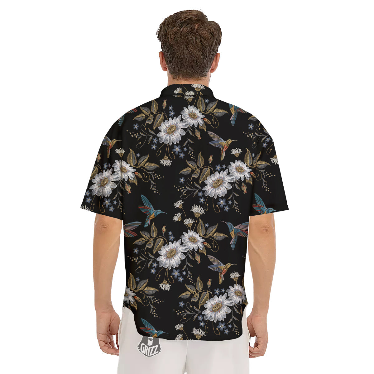 Hummingbird Floral Vintage Print Pattern Men's Short Sleeve Shirts-grizzshop