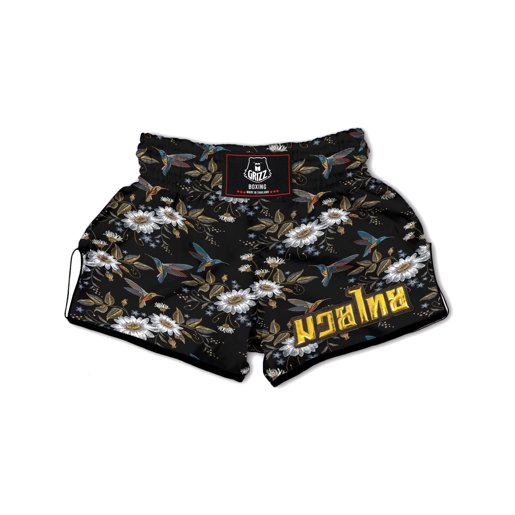 Hummingbird Floral Vintage Print Pattern Muay Thai Boxing Shorts-grizzshop