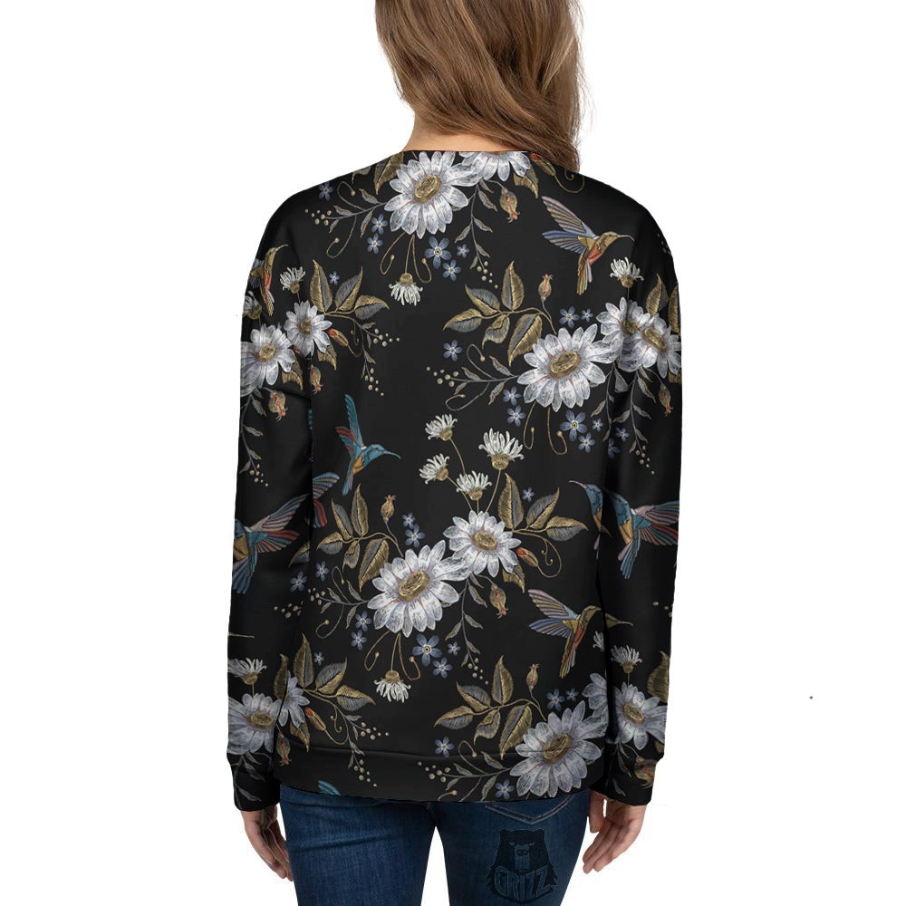 Hummingbird Floral Vintage Print Pattern Women's Sweatshirt-grizzshop
