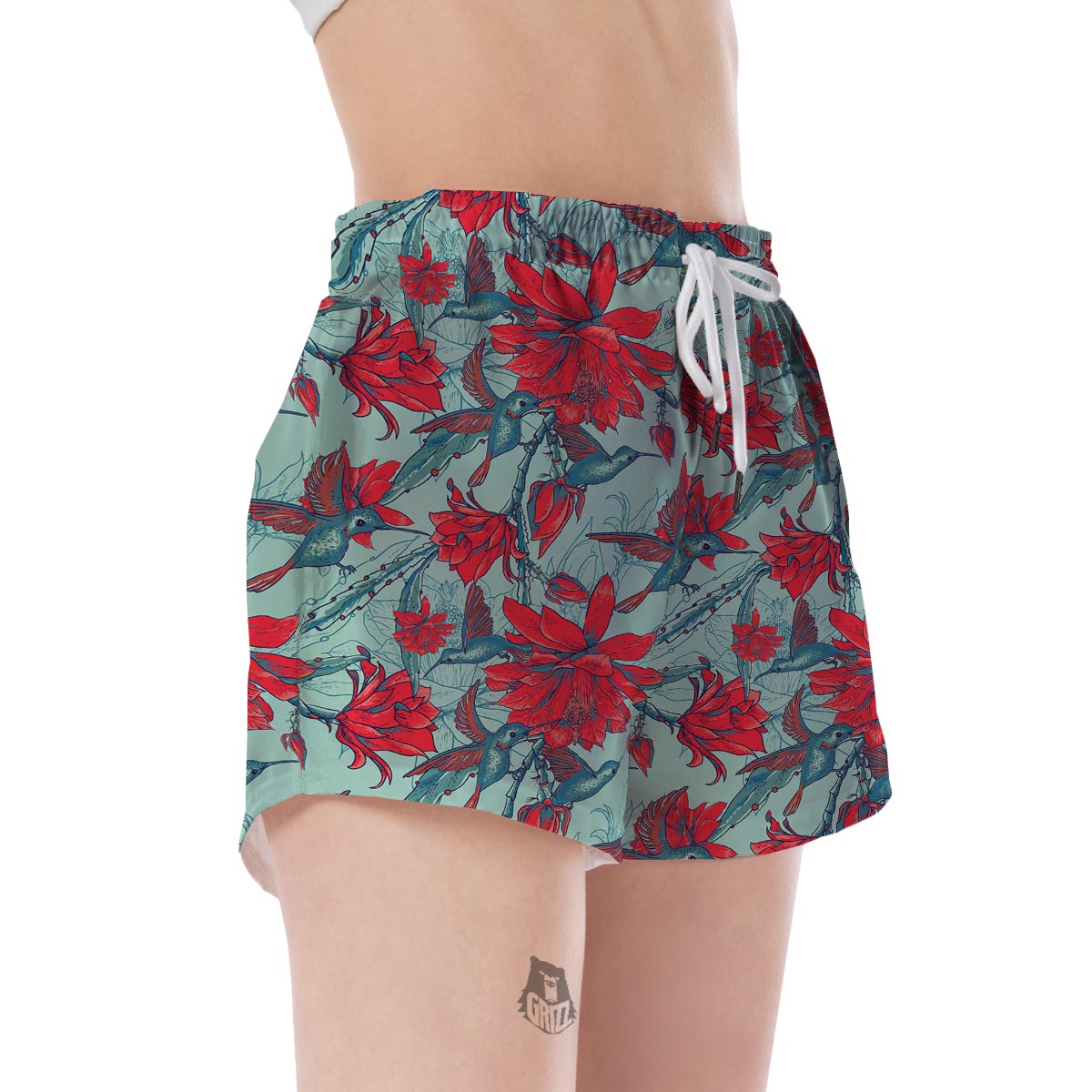 Hummingbird Floral Women's Shorts-grizzshop