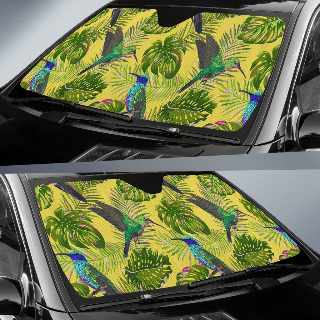Hummingbird Palm Leaves Car Sun Shade-grizzshop