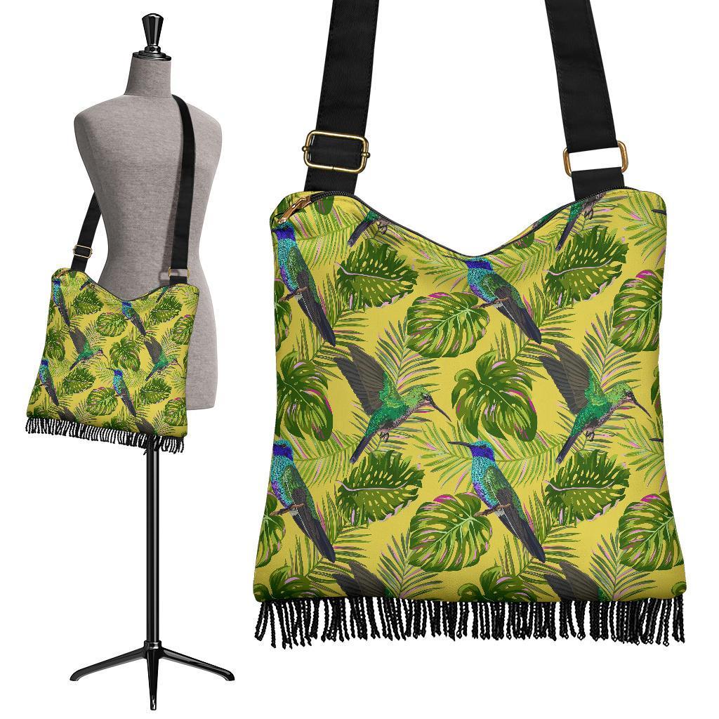 Hummingbird Palm Leaves Crossbody Bags-grizzshop