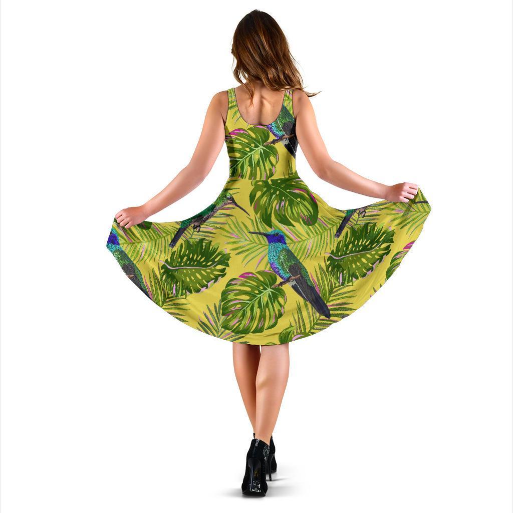 Hummingbird Palm Leaves Dress-grizzshop