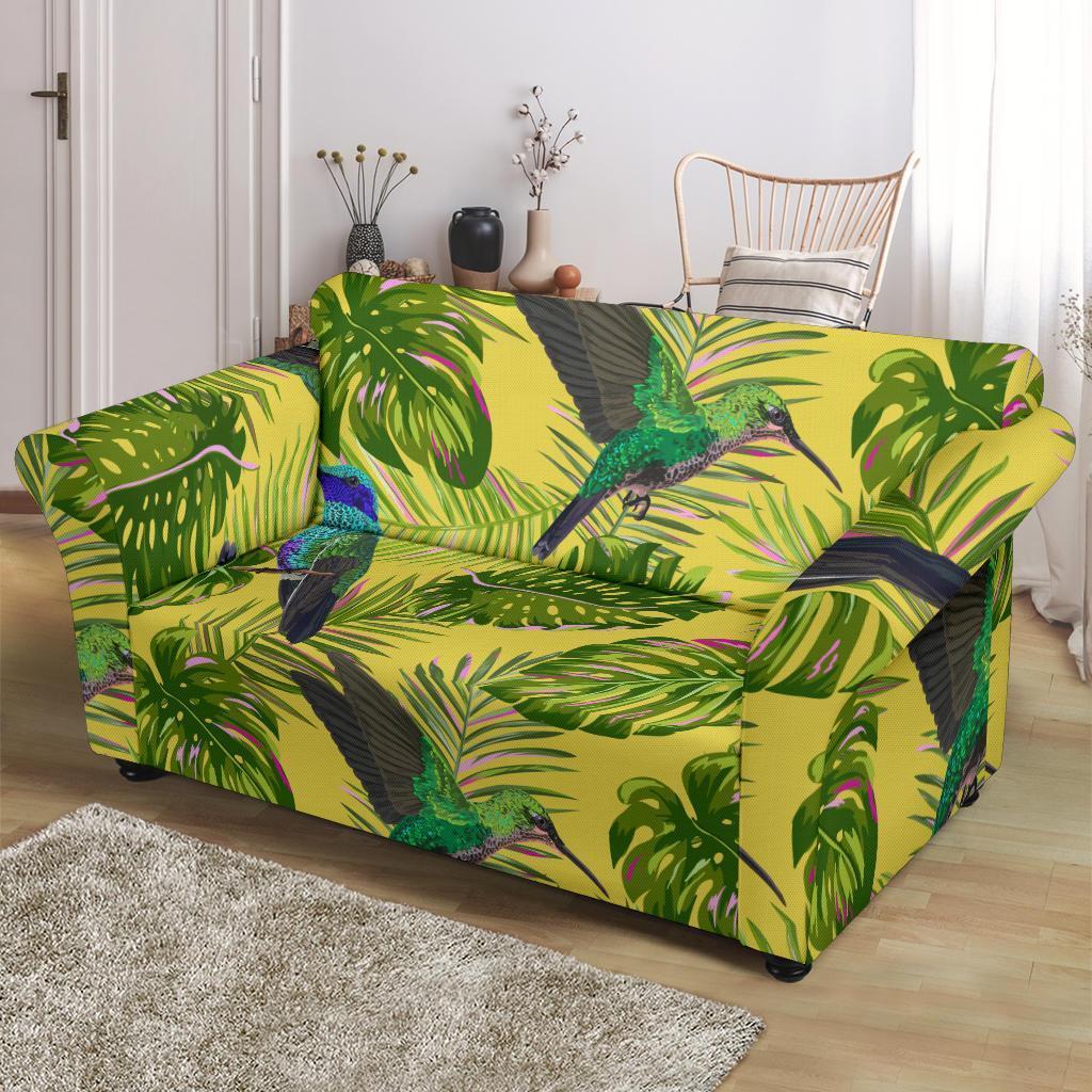 Hummingbird Palm Leaves Loveseat Cover-grizzshop