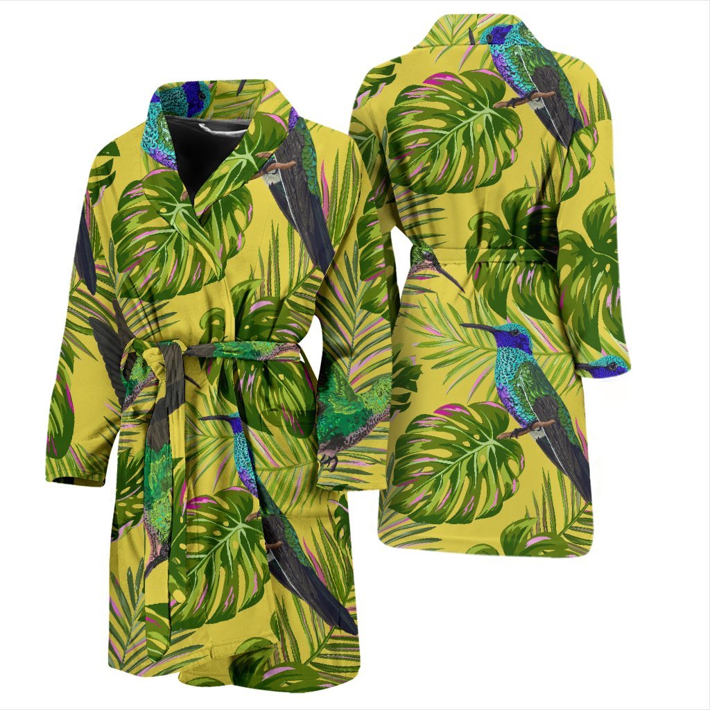 Hummingbird Palm Leaves Men Long Robe-grizzshop