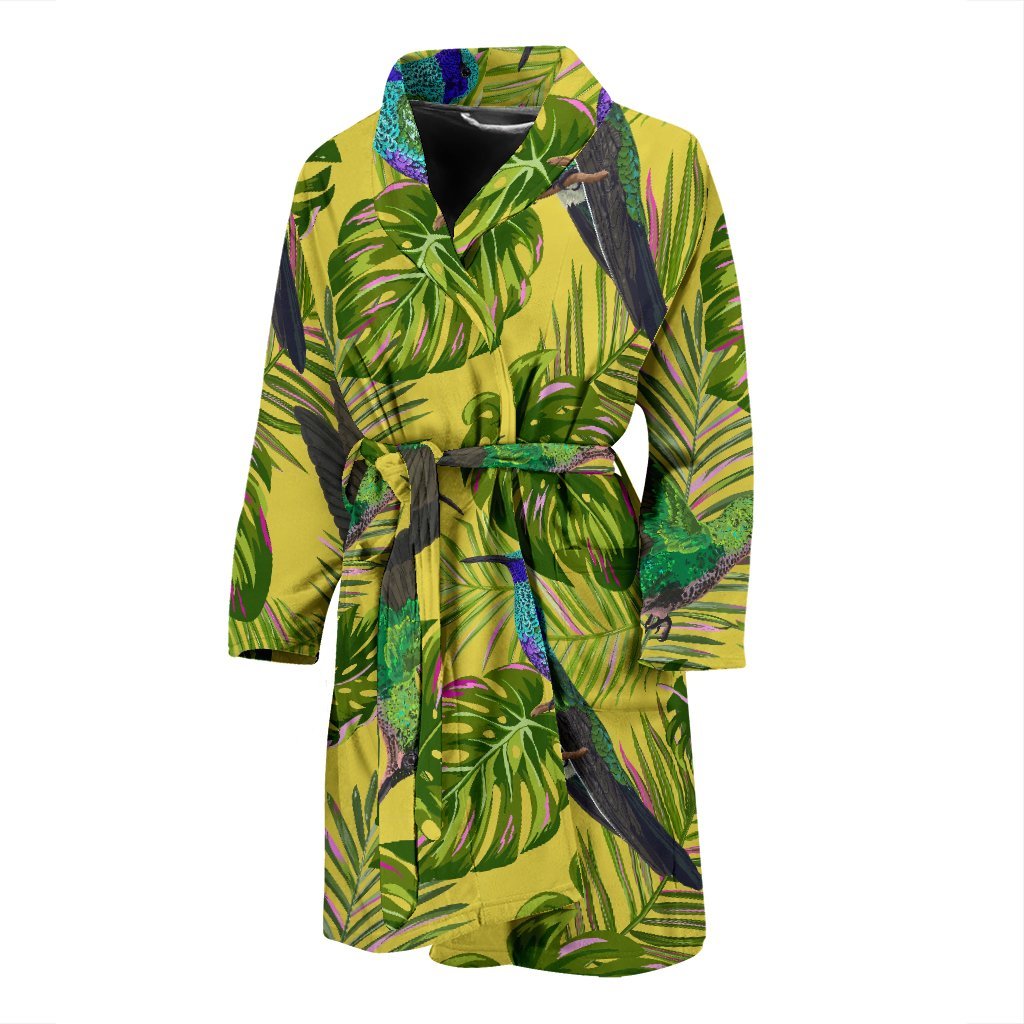 Hummingbird Palm Leaves Men Long Robe-grizzshop