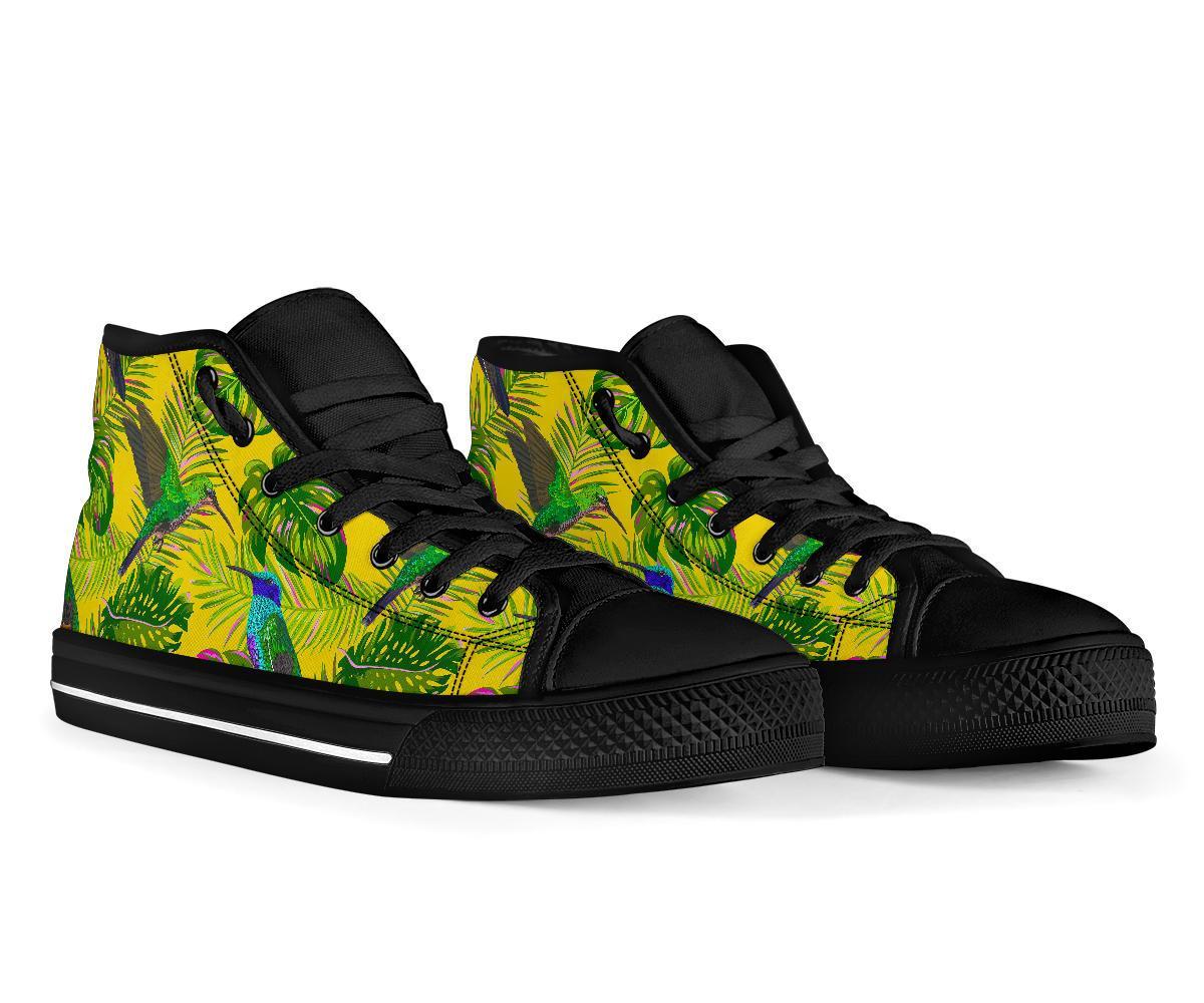 Hummingbird Palm Leaves Men Women's High Top Shoes-grizzshop