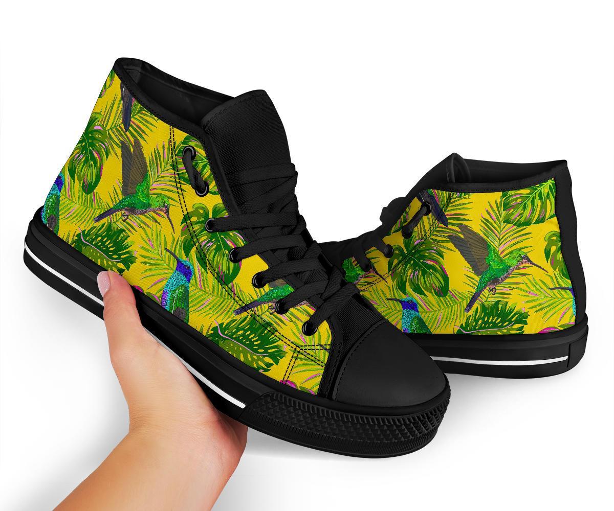 Hummingbird Palm Leaves Men Women's High Top Shoes-grizzshop