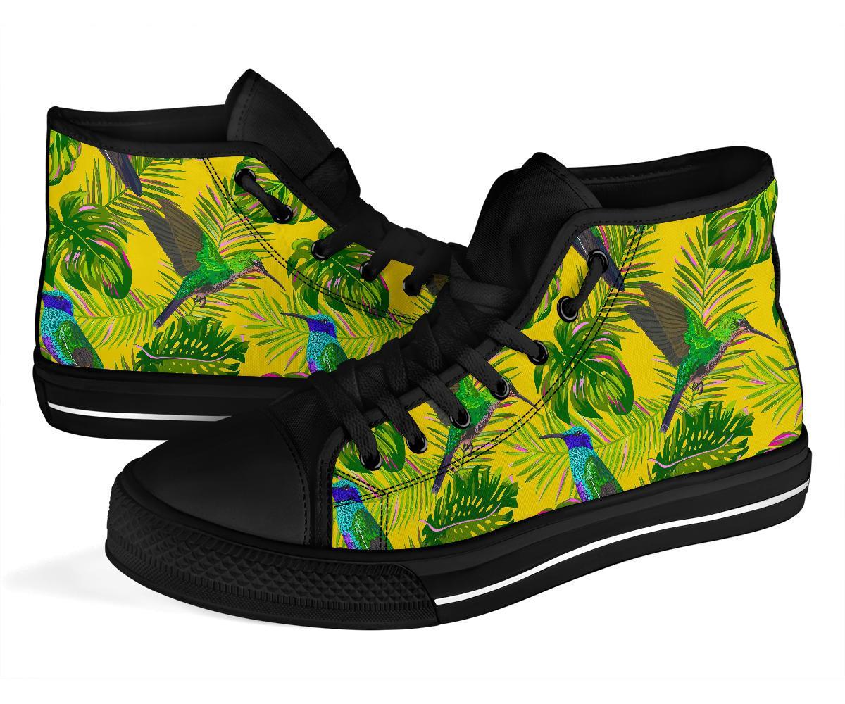 Hummingbird Palm Leaves Men Women's High Top Shoes-grizzshop