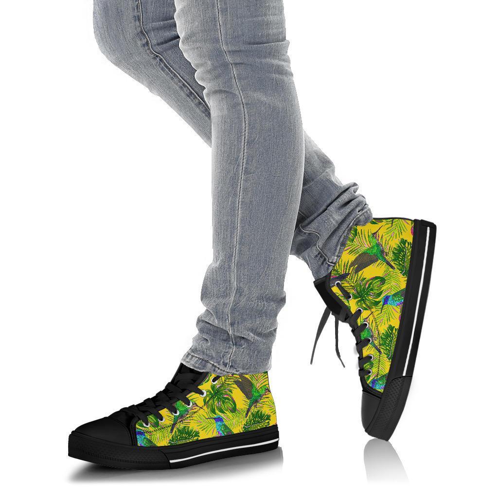 Hummingbird Palm Leaves Men Women's High Top Shoes-grizzshop