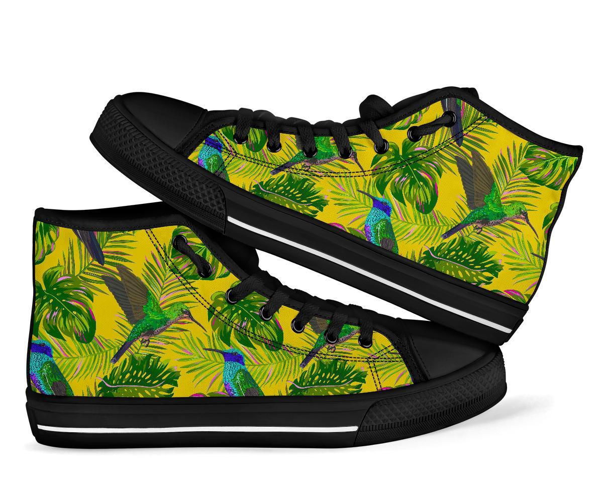 Hummingbird Palm Leaves Men Women's High Top Shoes-grizzshop