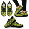 Hummingbird Palm Leaves Pattern Print Black Sneaker Shoes For Men Women-grizzshop