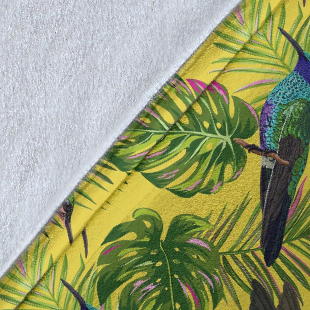 Hummingbird Palm Leaves Pattern Print Blanket-grizzshop