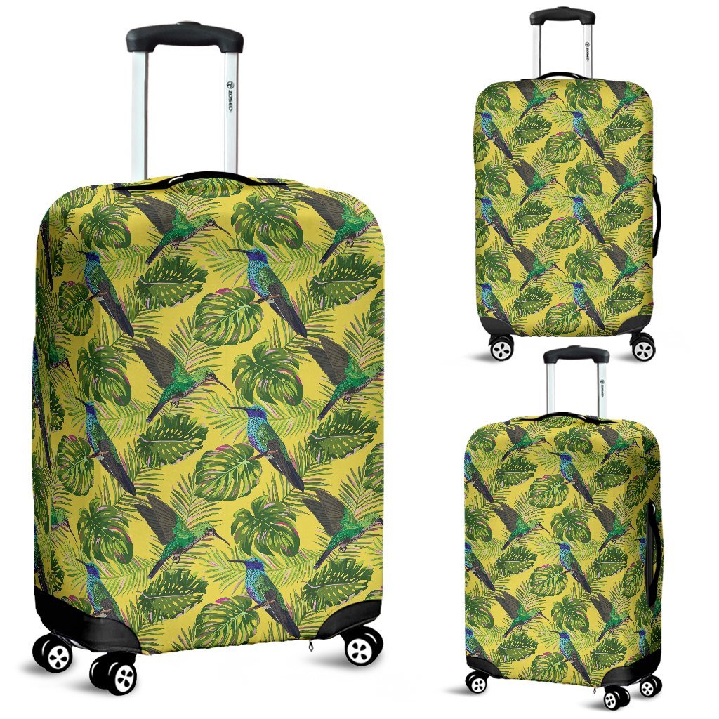 Hummingbird Palm Leaves Pattern Print Luggage Cover Protector-grizzshop
