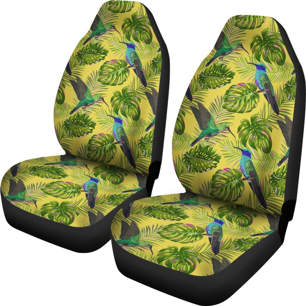 Hummingbird Palm Leaves Universal Fit Car Seat Cover-grizzshop