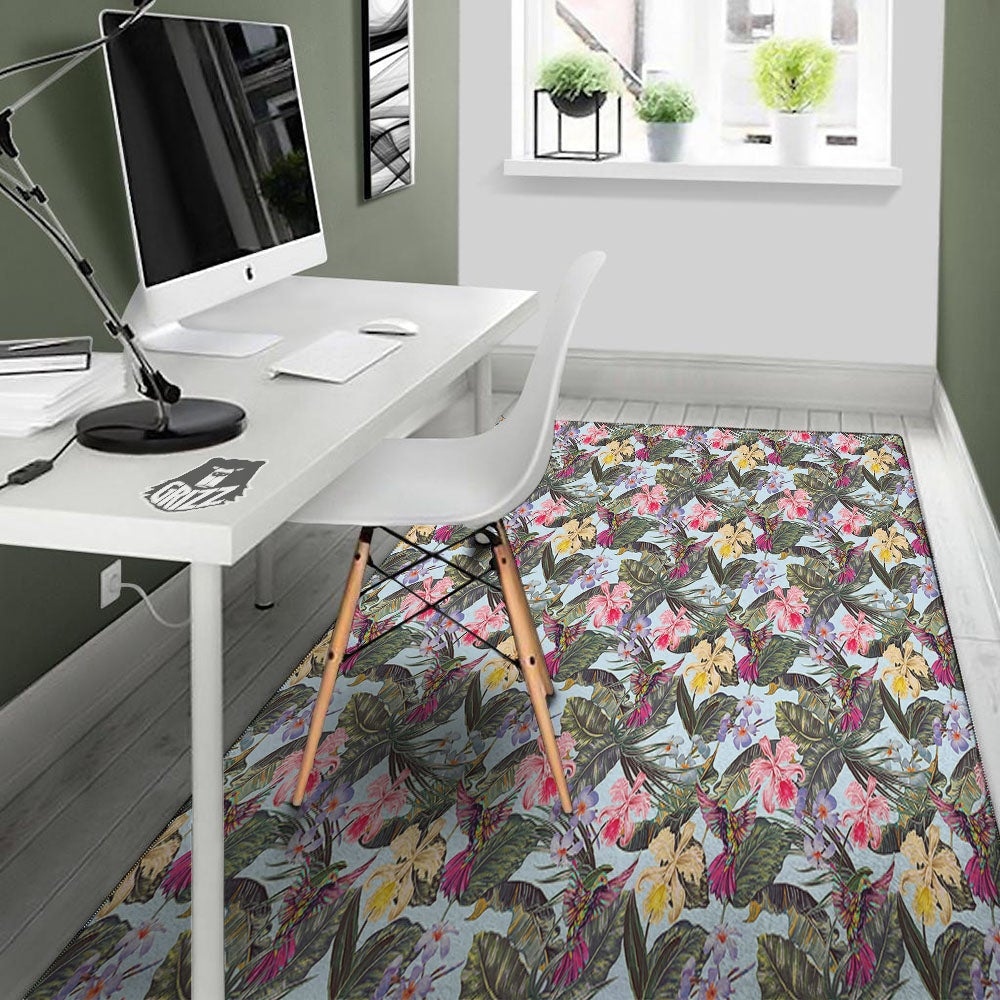 Hummingbird Tropical Print Pattern Floor Mat-grizzshop