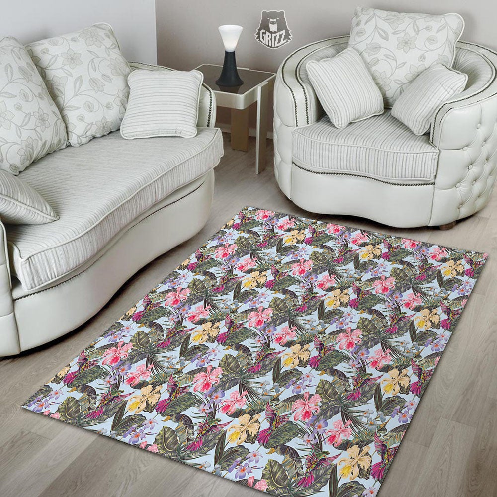 Hummingbird Tropical Print Pattern Floor Mat-grizzshop