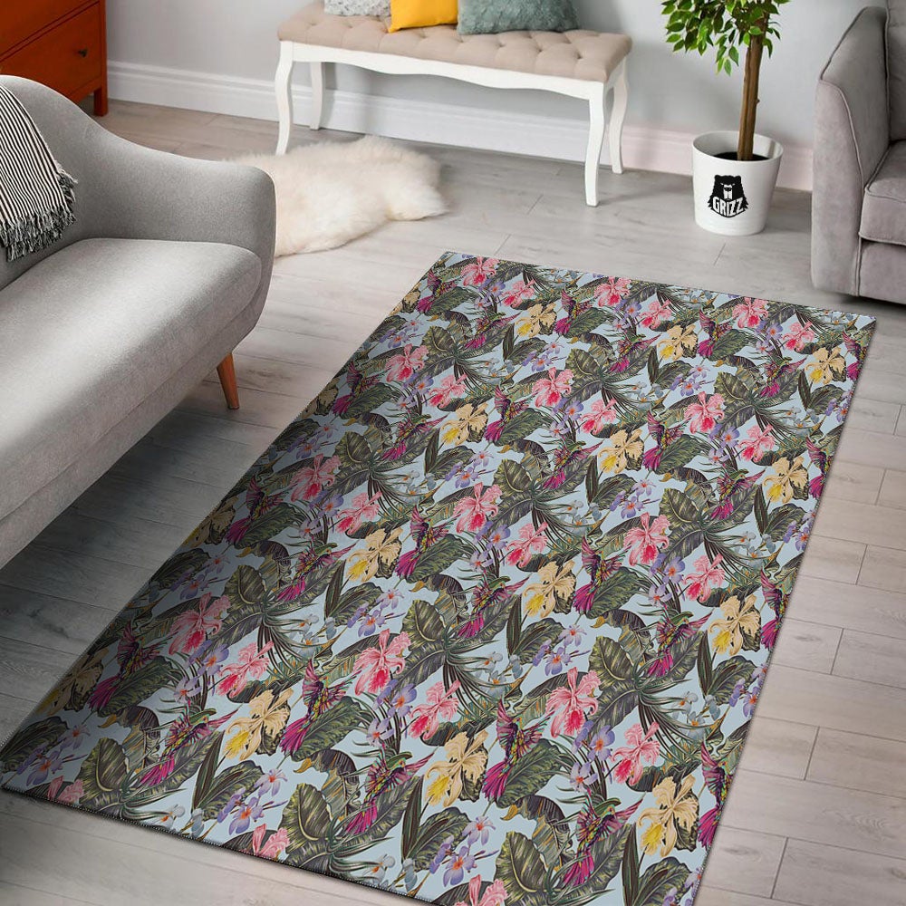 Hummingbird Tropical Print Pattern Floor Mat-grizzshop