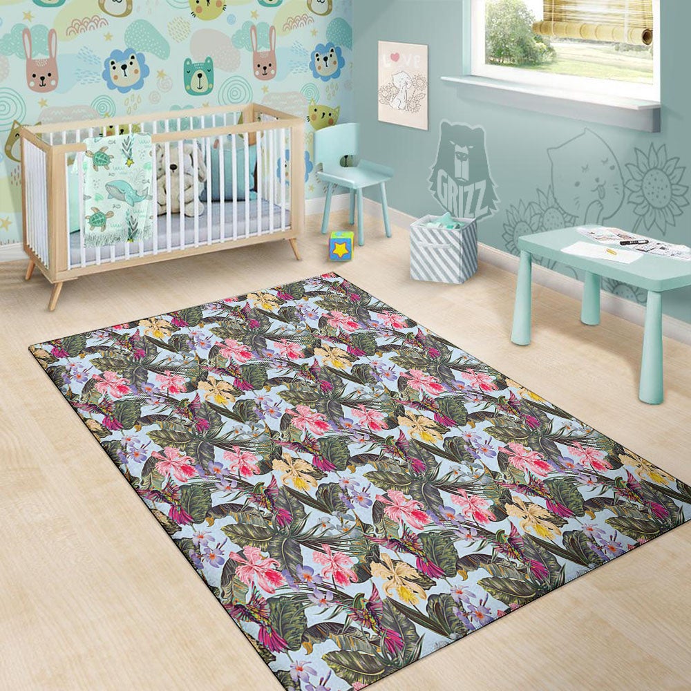 Hummingbird Tropical Print Pattern Floor Mat-grizzshop