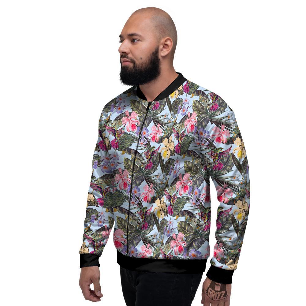 Hummingbird Tropical Print Pattern Men's Bomber Jacket-grizzshop