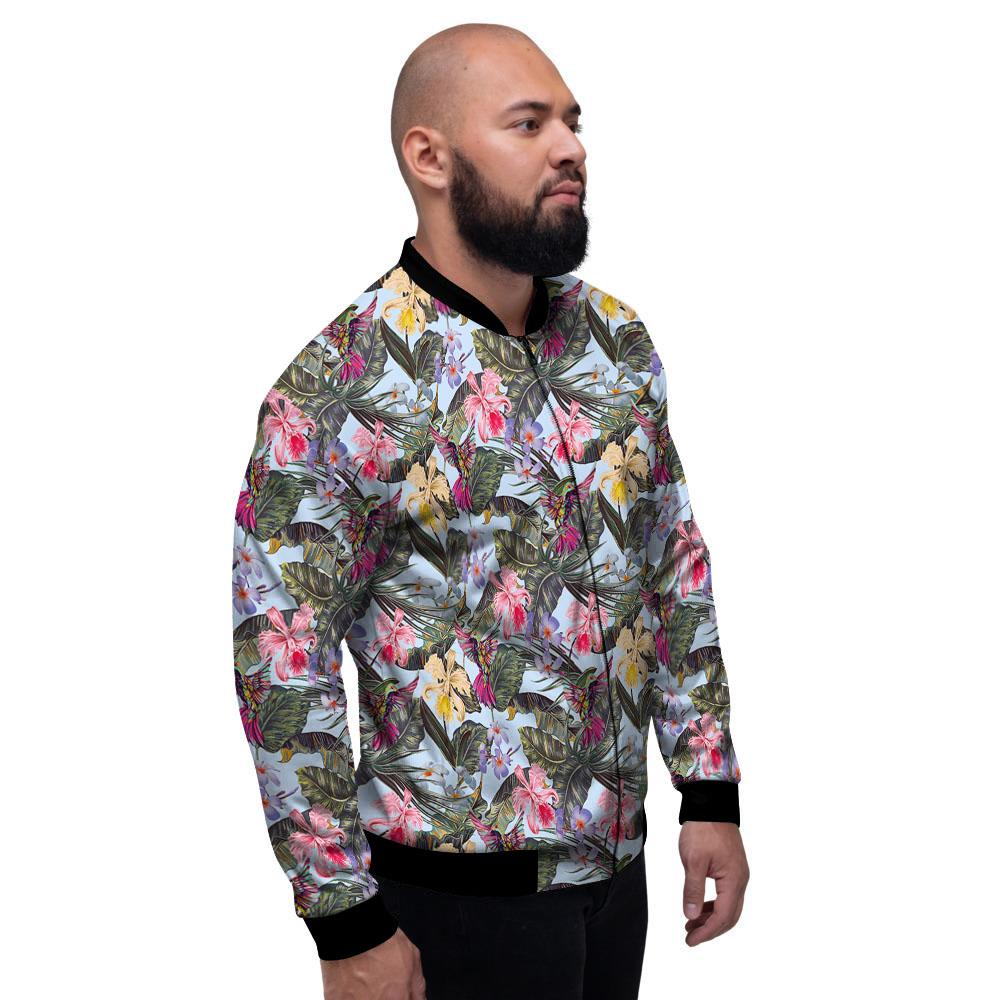 Hummingbird Tropical Print Pattern Men's Bomber Jacket-grizzshop