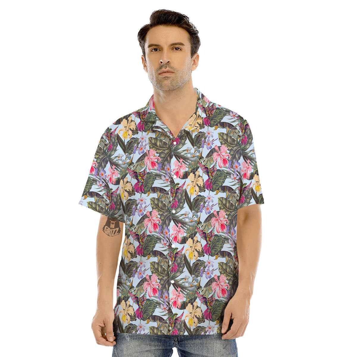 Hummingbird Tropical Print Pattern Men's Hawaiian Shirt-grizzshop