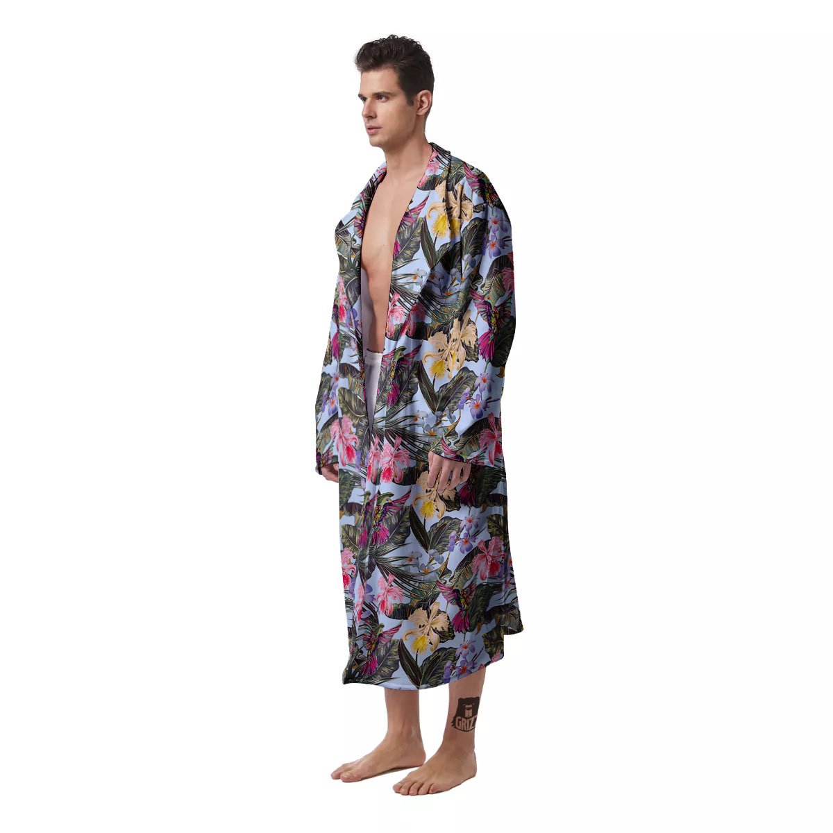 Hummingbird Tropical Print Pattern Men's Robe-grizzshop