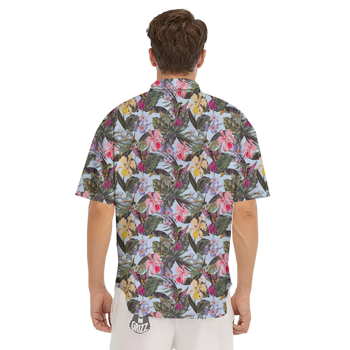 Hummingbird Tropical Print Pattern Men's Short Sleeve Shirts-grizzshop