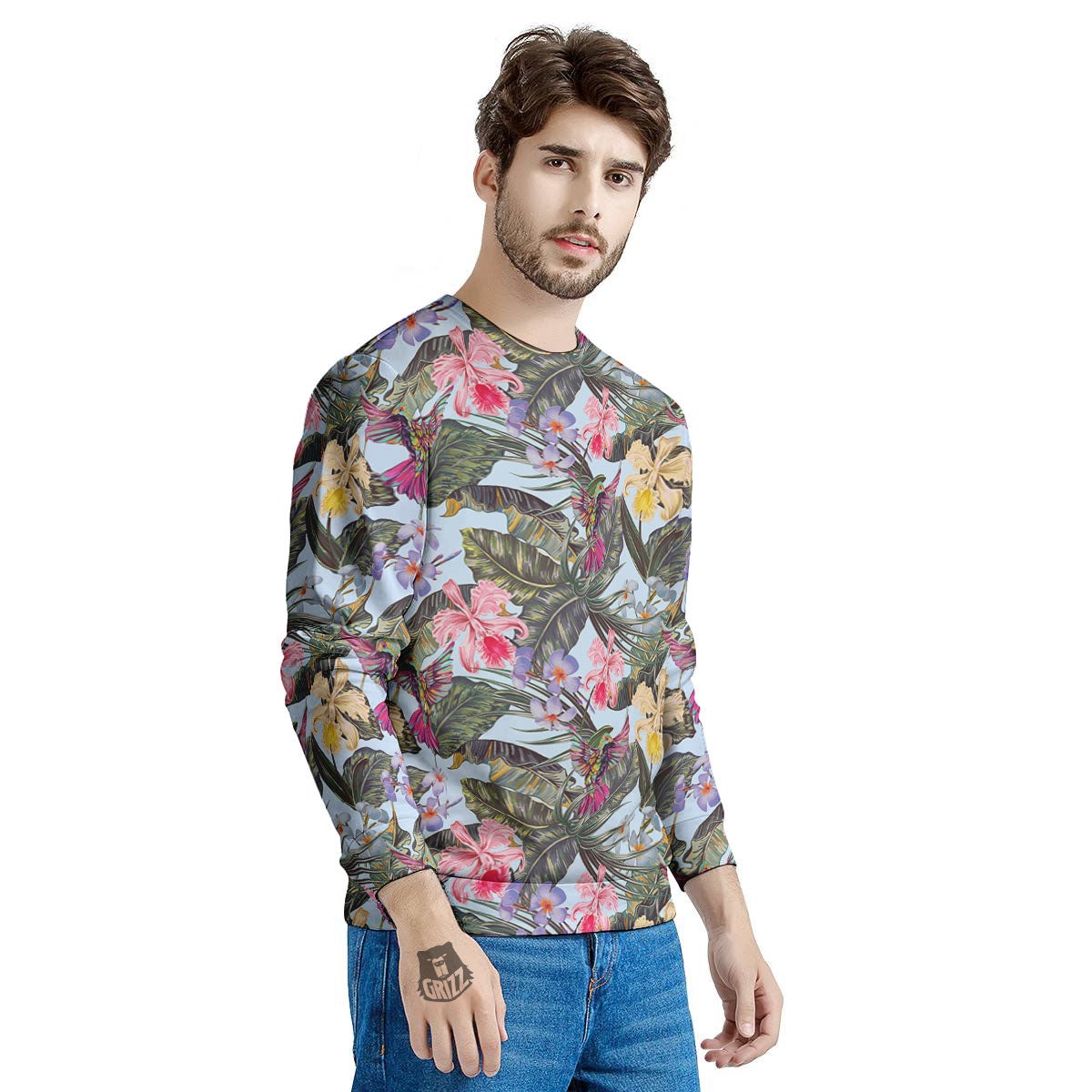 Hummingbird Tropical Print Pattern Men's Sweatshirt-grizzshop