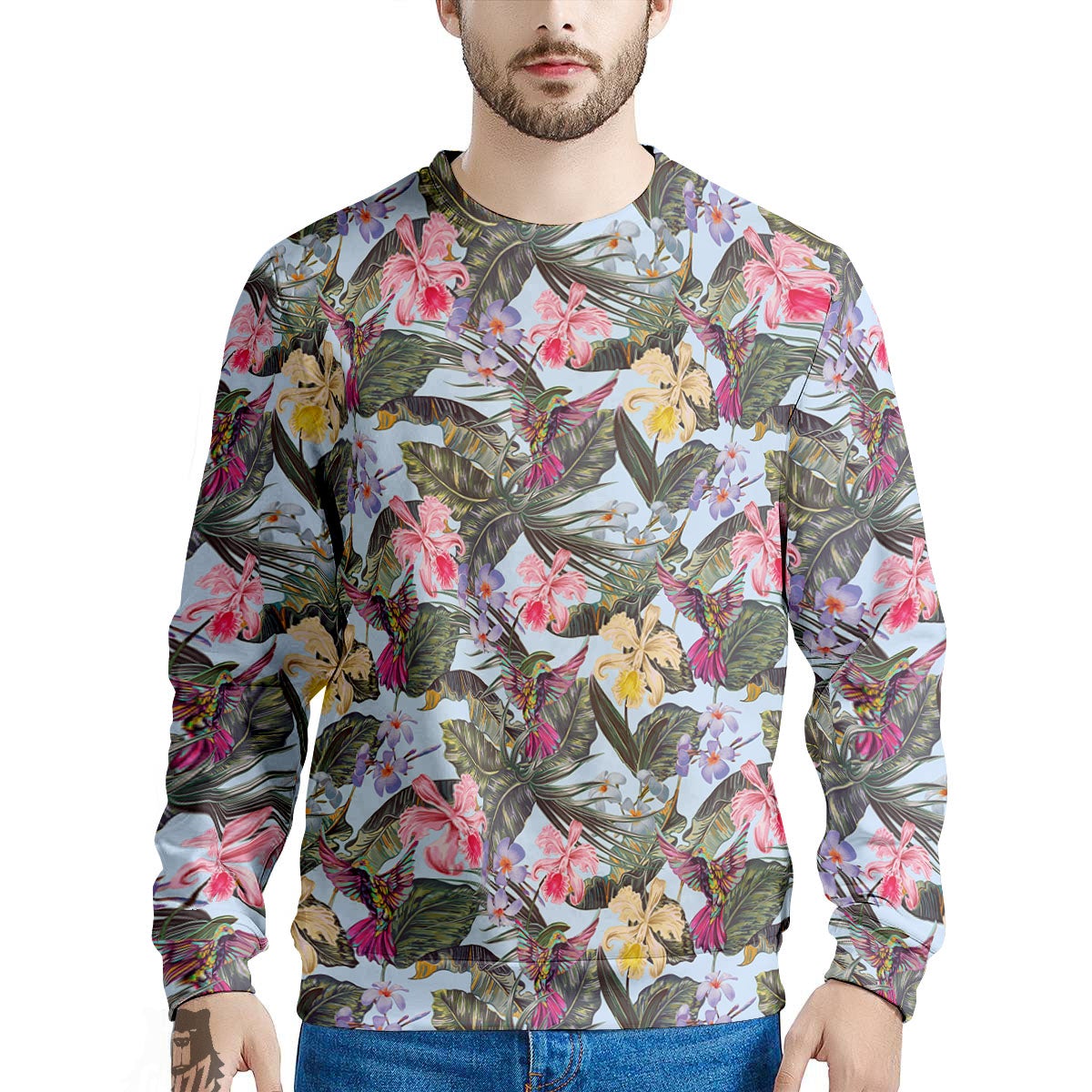 Hummingbird Tropical Print Pattern Men's Sweatshirt-grizzshop