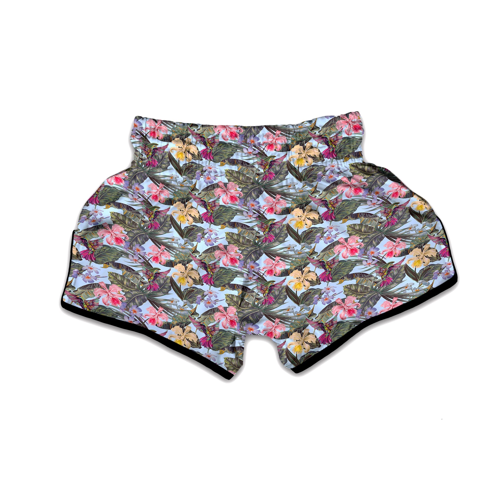 Hummingbird Tropical Print Pattern Muay Thai Boxing Shorts-grizzshop