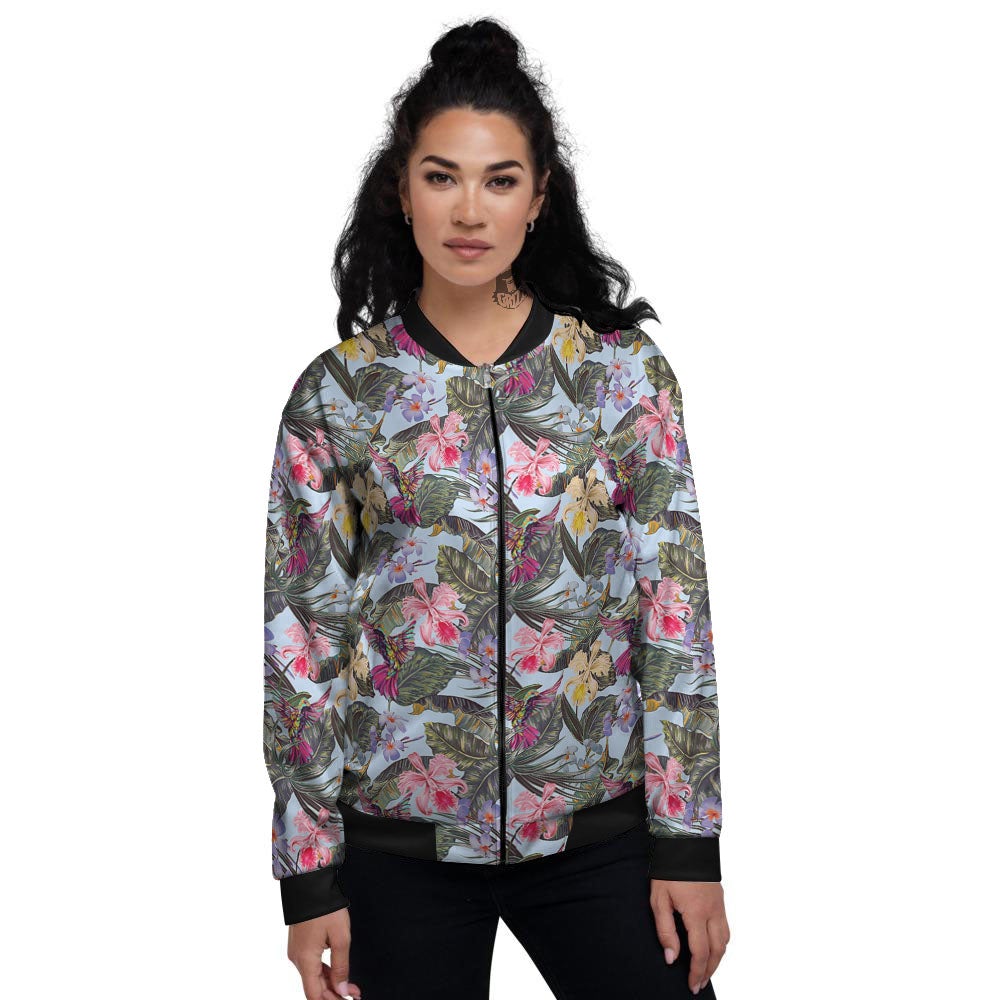 Hummingbird Tropical Print Pattern Women's Bomber Jacket