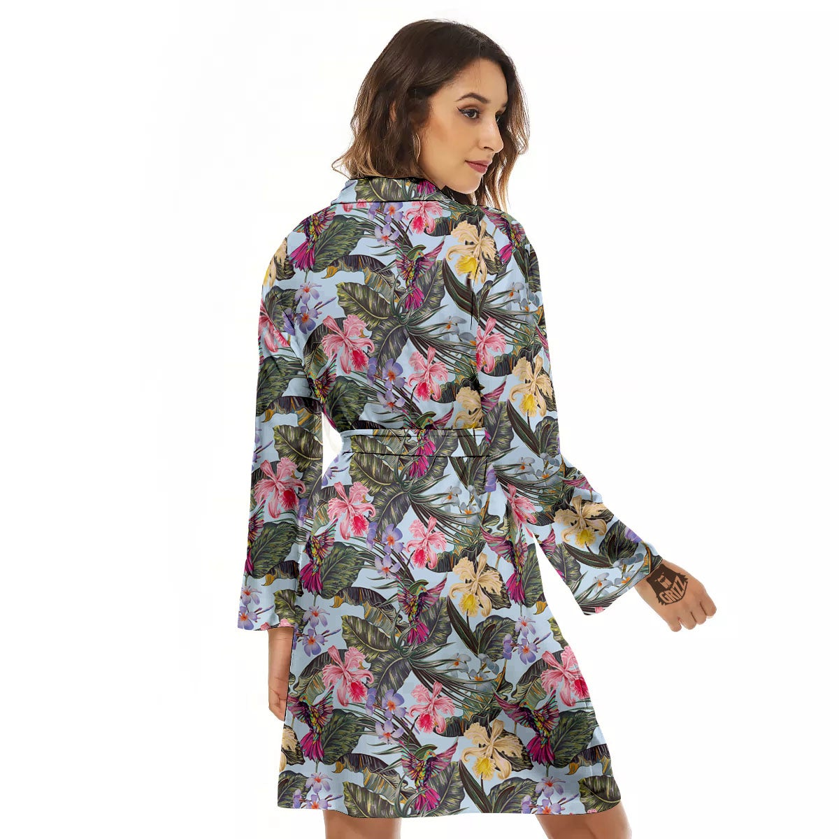 Hummingbird Tropical Print Pattern Women's Robe-grizzshop