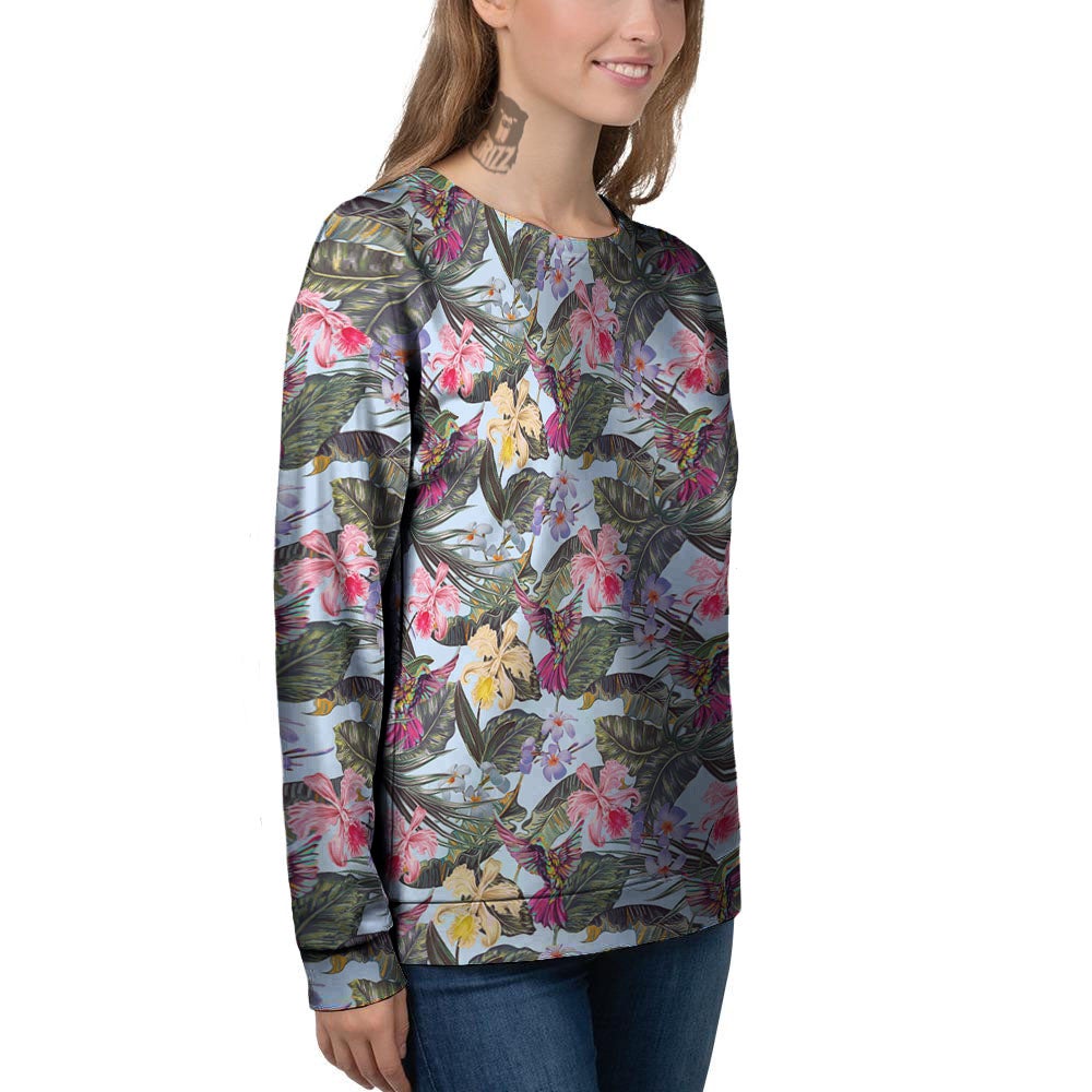 Hummingbird Tropical Print Pattern Women's Sweatshirt-grizzshop
